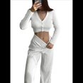 thumbnail image 3 of Traje Informal de Dos Piezas para Mujer, de Punto Liso, con Aberturas, Larga, Botones y Pantalones de Cintura Alta. M, 3 of 10