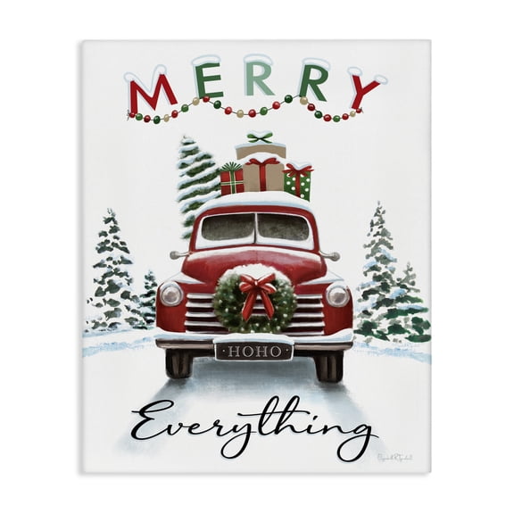 Stupell Industries Farmhouse Merry Everything Gift Car Canvas Art, 16 x 20, by House Fenway