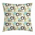 thumbnail image 1 of Vintage Throw Pillow Cushion Cover, Abstract Pattern of Old Fashioned Exotic Flowers Retro Revival Blossoms, Decorative Square Accent Pillow Case, 20 X 20 Inches, Seafoam Brown Green, by Ambesonne, 1 of 2
