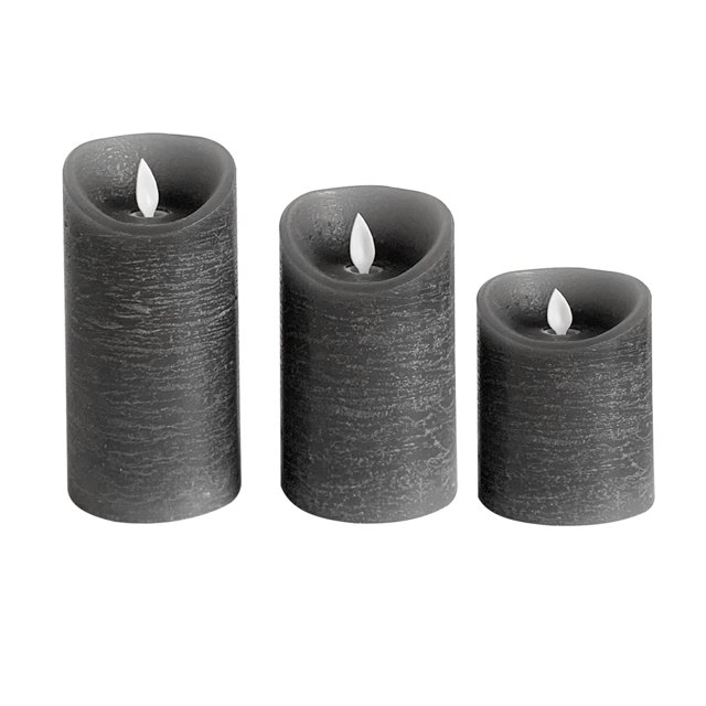 Toystoory 3 uds velas LED luz parpadeante cera Control remoto lámpara electrónica alimentada por decoración navideña para el hogar Decoración del hogar Gris oscuro Toystoory HA002726-01B
