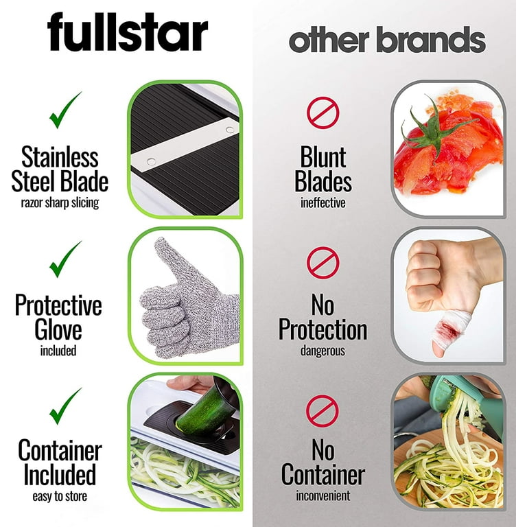 Fullstar 7-in-1 Stainless Steel Mandoline Slicer for Kitchen, Vegetable  Slicer, Veggie Chopper & Cheese Grater, Meal Prep Food Storage Container  Anti-slip Base & Protective Glove Included 