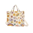 thumbnail image 7 of FORMRS Womens Corduroy Tote Bag Crossbody Shoulder Handbag with Pocket, Beige Retro Rainbow, 7 of 7