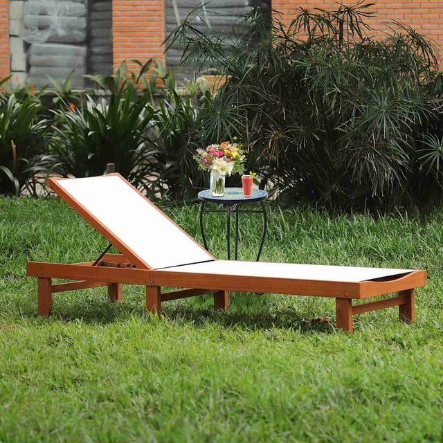 Costway Chaise Longue de Patio avec Dossier Réglable à 5 Positions et Tissu à Séchage Rapide
