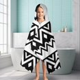 thumbnail image 6 of Black and White Zigzag Pattern Hooded Bath Towel，60"x35" for Ages 3 To 12 Kids, Quick Dry Lightweight Soft Microfiber Hood Beach Towel Cover Up for Kids, 6 of 7