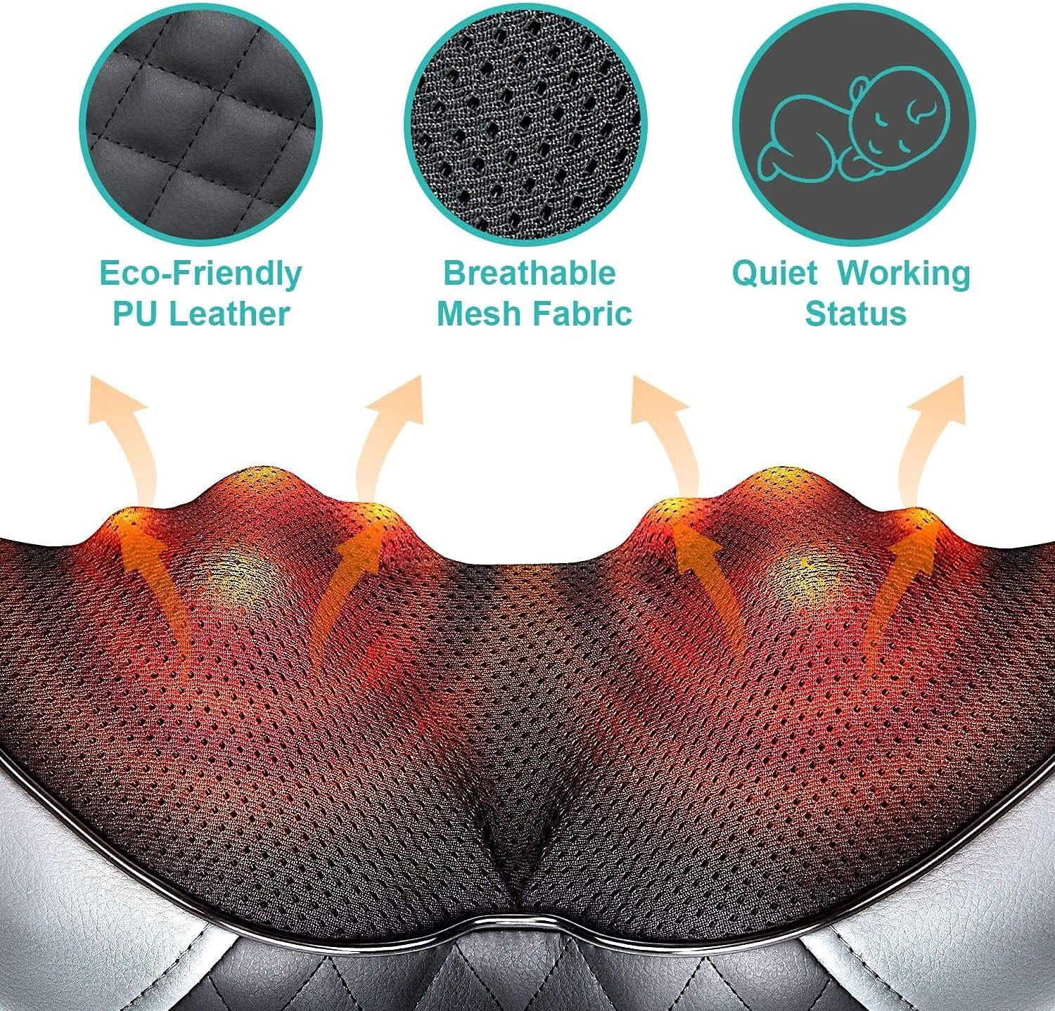 Medcursor Neck Shoulder Massager, Electric Shiatsu Back Massager, Portable Deep Tissue 3D Kneading Pillow for Muscle Pain Relief, Home, Office, Car Use