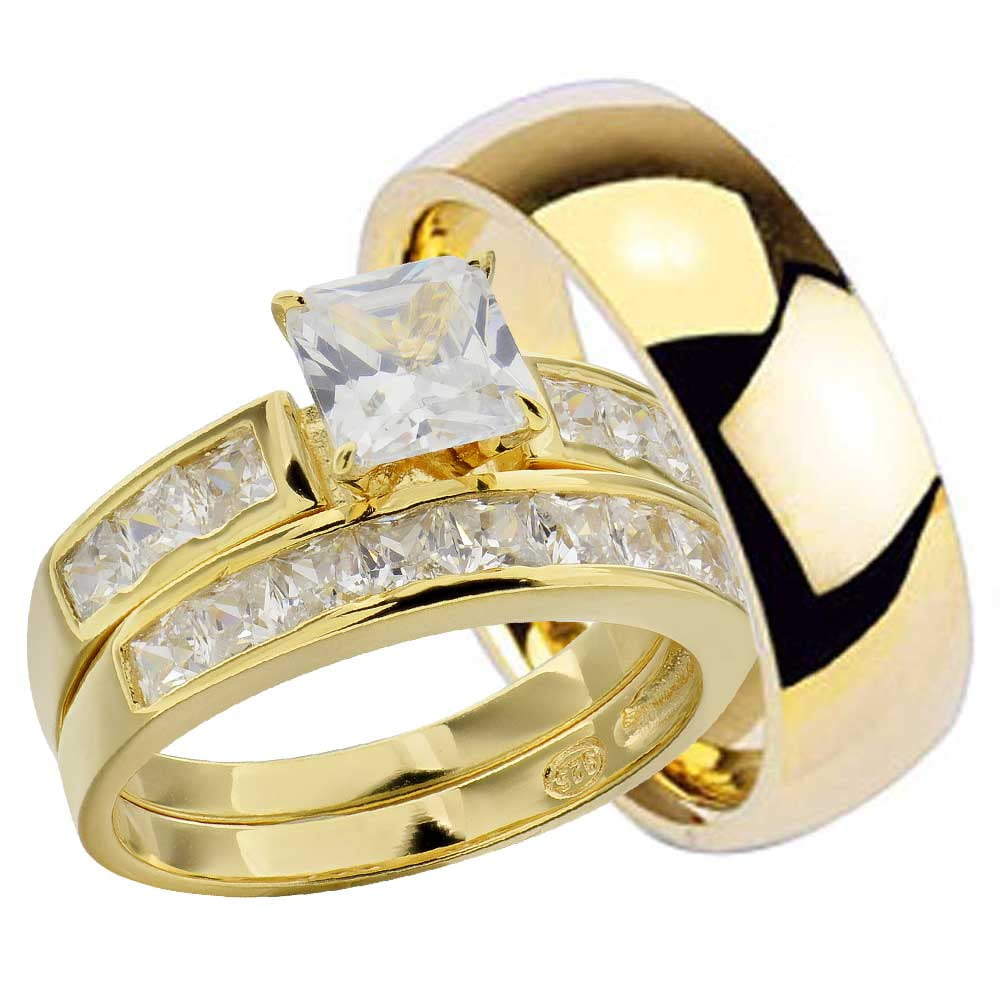 Infinity 18k Yellow Gold Plated Wedding Rings for Women White Sapphire Size 6-10