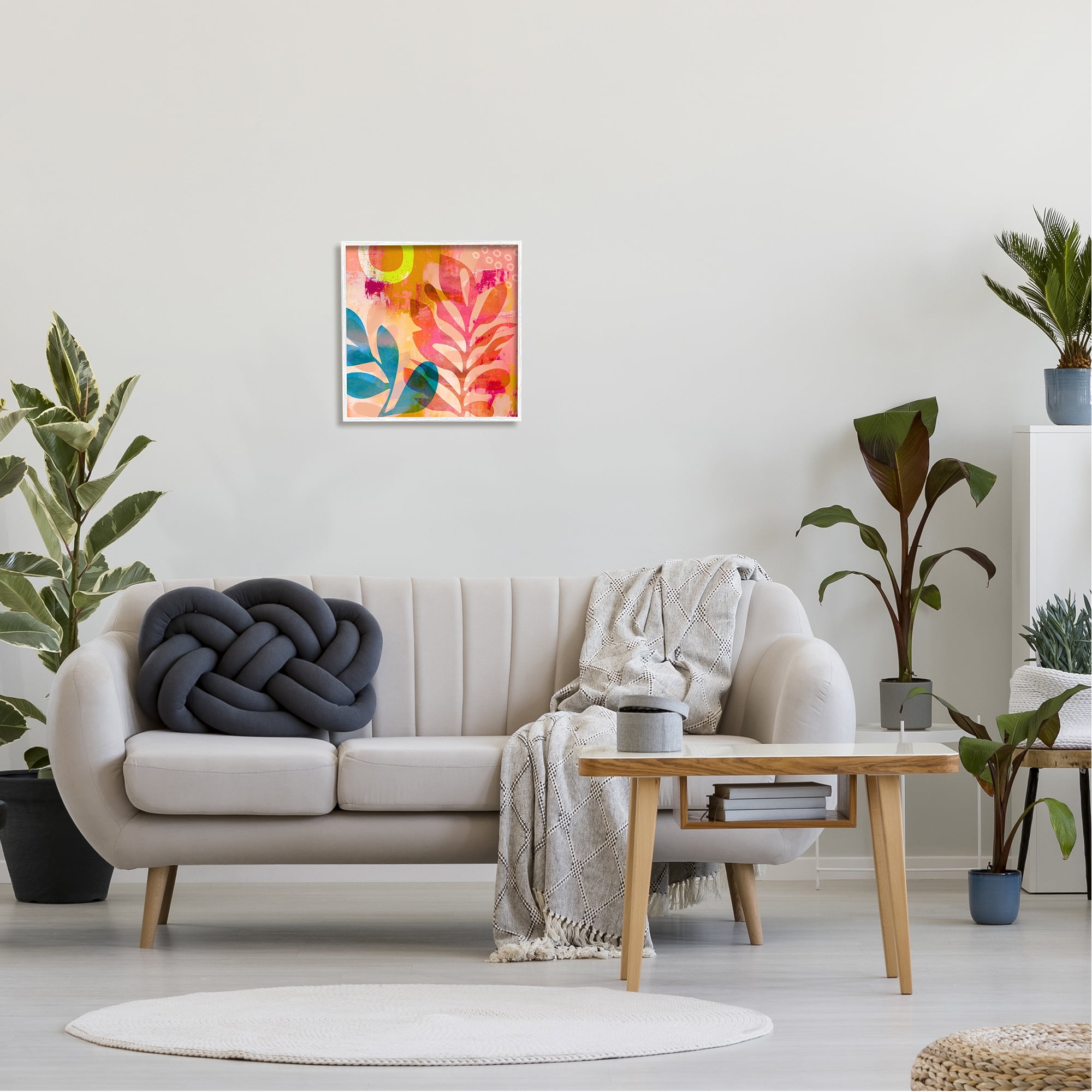 Stupell Industries Modern Leaf Shapes Botanical & Floral Painting White Framed Art Print Wall Art, 17 x 17