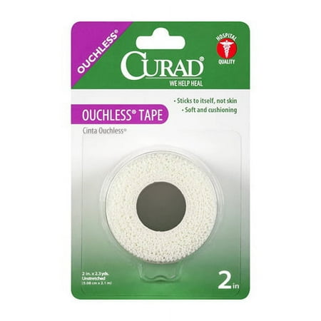 Curad Ouchless Self-Adhering Stretched First-Aid Tape, 2 In X 2.3 Yd - 1 Ea, 2 Pack