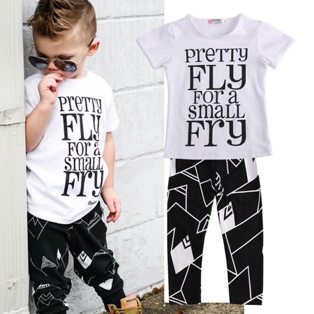 Summer Toddler Kids Baby Boy Outfits Short Sleeve T-Shirt Top+Pants Clothes Set