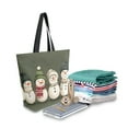 thumbnail image 2 of FORMRS Womens Canvas Tote Bag with Zipper Inner Pocket Shoulder Handbag, Beige Snowmen, 2 of 7