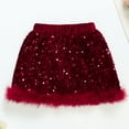 thumbnail image 4 of ATOGUTA Girls Kids Skirts Casual Mini A-Line Stretch Waist Sequins Tassel Dance Party School Uniform Skirts Size 1T-8, Red, 4 of 6