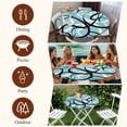 thumbnail image 7 of Aqua Geometric Round Tablecloth, Fitted Table Cover with Elastic for 36"-44" Round Tables, Modern Black White Striped Abstract Lines Table Cloth Outdoor Indoor Dinning Party Waterproof Tablecloths, 7 of 7