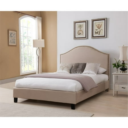 boraam beverley upholstered beige panel queen bed walmart