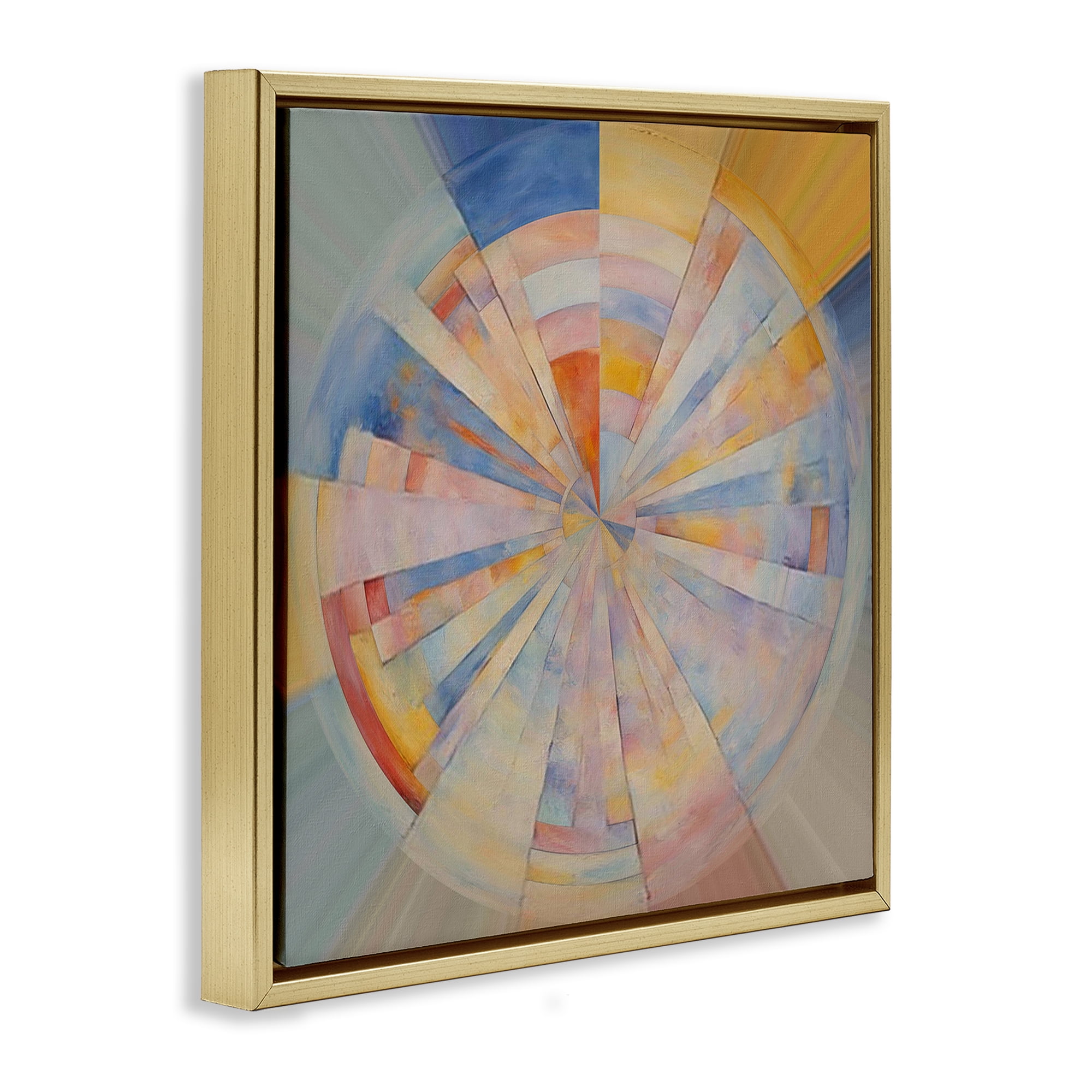 Stupell Industries Circle In Abstraction Abstract Painting Gold Floater Framed Canvas Art Print Wall Art, 18 x 18