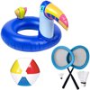 Party City Toucan Pool Float Kit, Backyard Fun, Includes Inflatable Float, Beach Ball and Badminton Set