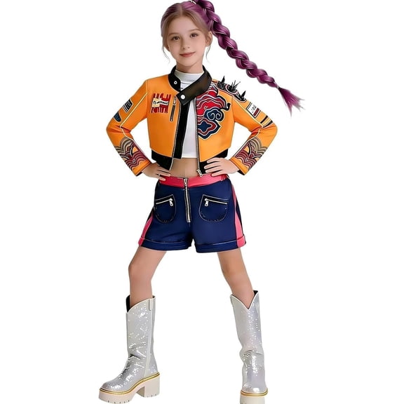 Guvpev G'irl's Halloween Costume, Pop Idol Cosplay Costume, 3-Piece Popular Singers Stage Performance Outfit Set for 3-14 Years