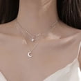 thumbnail image 5 of New Fashion Silver Color Double Layer Star Moon Necklace for Women Charm Delicate Zircon Stainless Steel Choker Chain Jewelry, 5 of 5