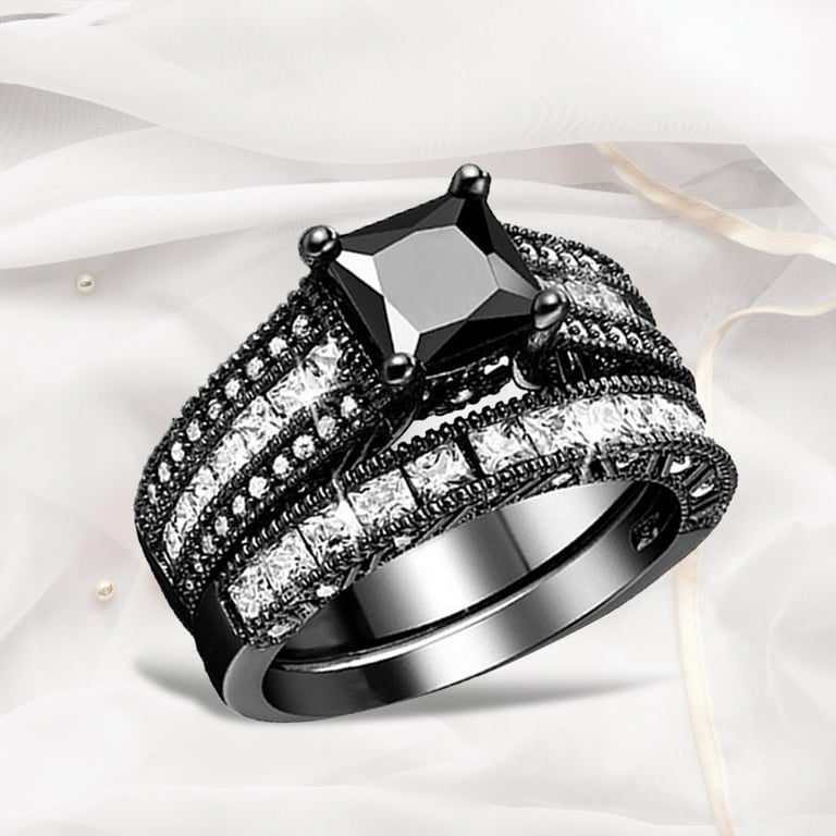 KDSJSXW Diamond Band Rings for Women In Womens Vintage Black