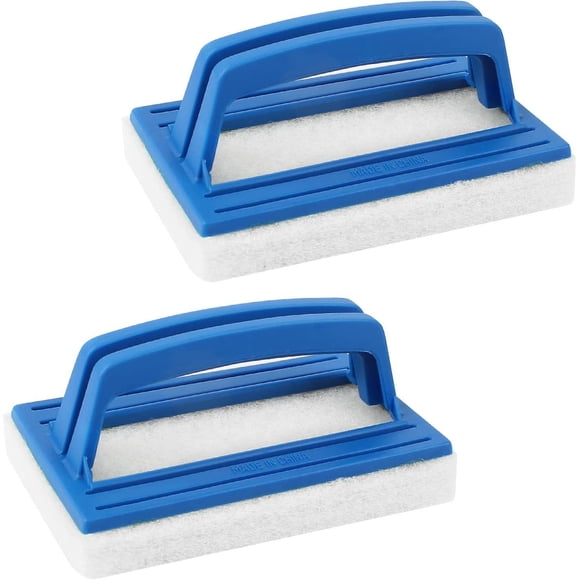Pool Wall Brush, Sponge Pool Scrubbing Brush Soft Hot Tub Cleaning Brush Pool Sponge Cleaner With Handle For Swimming Pool Pond Spa (white)2 Pieces