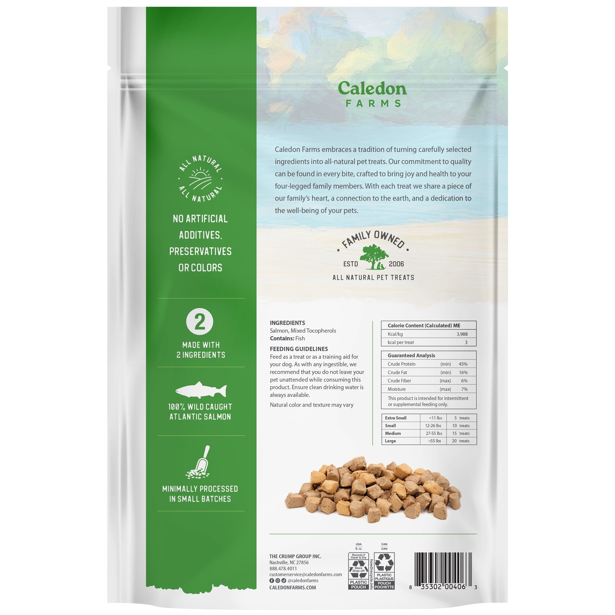 (4 pack) Caledon Farms Salmon Bites Dog Food Topper, 3.2 oz Bag