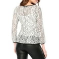 thumbnail image 6 of INSPIRE CHIC Women's Lace Peplum Blouse Floral Bracelet Sleeves Self-Tie Waist Top XS White, 6 of 9