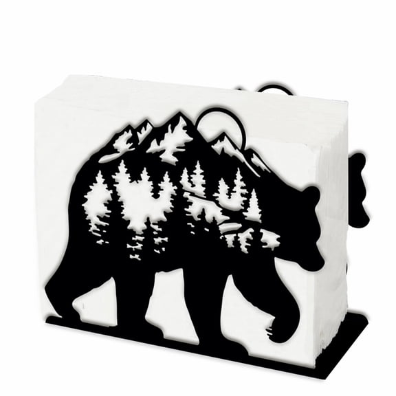 Gleamdisplay Forest Bear Metal Napkin Holder - Black, 5.3x4.3x2.0 Inches for Kitchen Dining Table