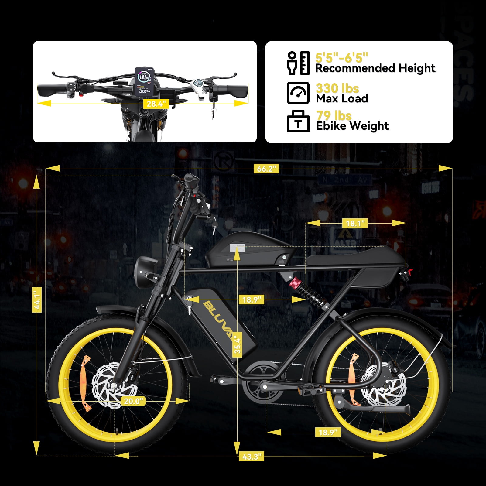 Dual Motor Dual Battery Electric Bike for Adults, 3000W 52V 37MPH 20" Fat Tire Electric Motorcycle Bike, 7 Speed Full Suspension UL2849
