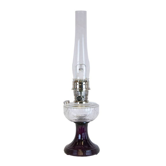 Aladdin Lincoln Drape Oil Lamp - Traditional Classic Indoor Oil or Kerosene Fuel Lamp, Bright White Light, Glass with Nickel Trim, Clear over Amethyst Purple
