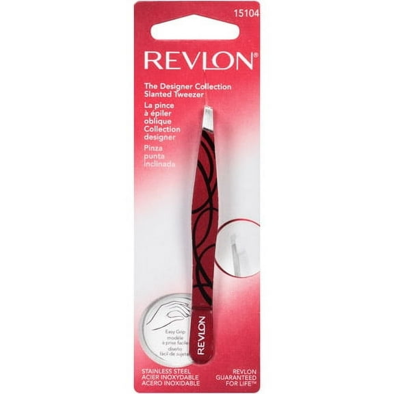 Revlon Slant Tip Tweezer for Eyebrows, Stainless Steel, Purple
