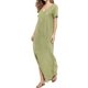 thumbnail image 1 of Vestido a juego con cuello en V, casual, holgado, manga corta, maxi con bolsillo, 1 of 4