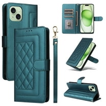 for iPhone 14 Wallet Flip Case, Classic PU Leather Card Slots with Lanyard Magnetic Closure Kickstand Drop Protective Soft TPU Inner Phone Case Cover for iPhone 14, Darkgreen