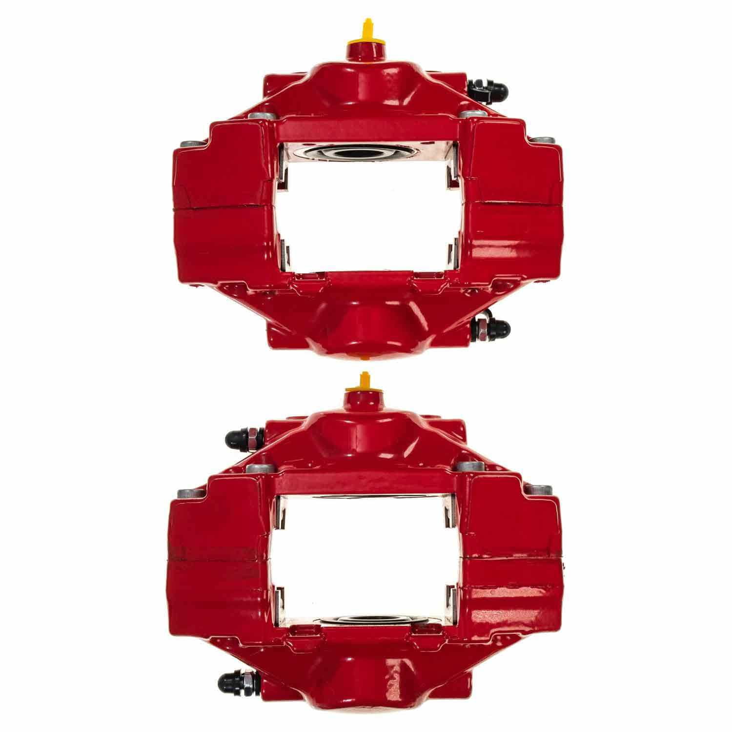 PowerStop S6264 Powder Coated Brake Caliper Pair - Rear Red