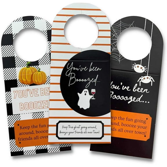 You've Been Boozed Tag  15 Pack  Tags with Pre-Cut Hole to Use On Booze Bottles  You've Been Boozed Game  Mix of 3 Fall Designs  Wine  Alcohol Bottle Tags