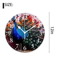 thumbnail image 2 of 12 Inch Wall Clock Battery Operated Silent Clock Decorative for Office, Kitchen, Outdoor, Living Room，Peacock Displaying Its Train Amazing Pattern, 2 of 4