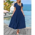 thumbnail image 3 of Vestido PRETTYGARDEN para mujer, midi, cuello en V, cuello en V, volantes y bolsillos, 3 of 7