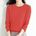 thumbnail image 2 of Ediodpoh Women's Casual Crew Neck Solid Color Pullover Sweater Knit Tops for Women Orange M, 2 of 7