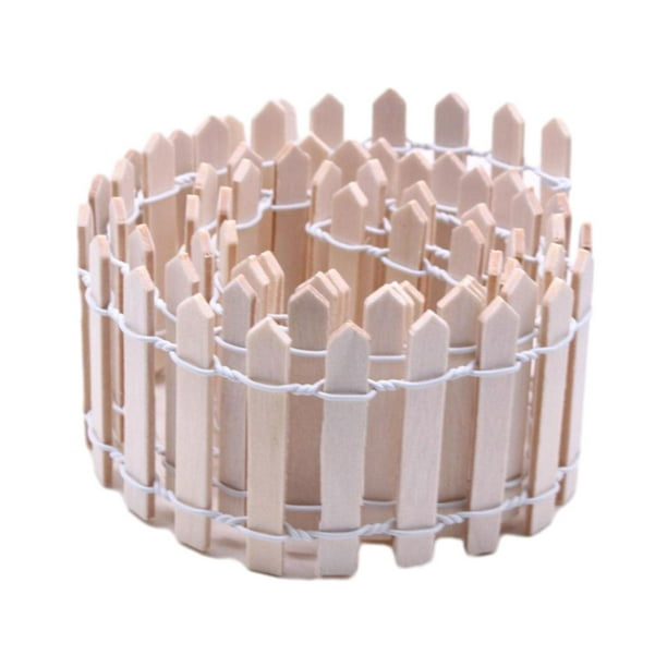 Valla de jardín de hadas en miniatura para exteriores, cerca de madera, micropaisaje, 90 x 5 cm Beige