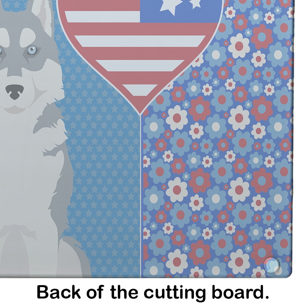 Grey Siberian Husky Glass Cutting Board Large 12 in x 15 in