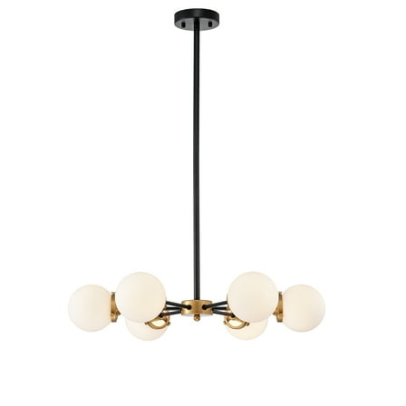 Warehouse of Tiffany Chevalier 26 Inch Matte Black and Gold with 6 Light Chandelier