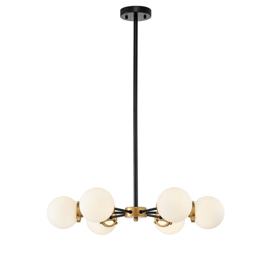 Warehouse of Tiffany Chevalier 26 Inch Matte Black and Gold with 6 Light Chandelier