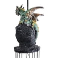 thumbnail image 5 of Medieval Green Dragon Guarding Emerald Crystal Geode Rock Figurine Wind Chime, 5 of 7