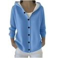 thumbnail image 3 of Zedker Oversized Hooded Sweaters For Women Long Sleeve Button Down Jackets Ribbed Knit Coats Blue XL, 3 of 7