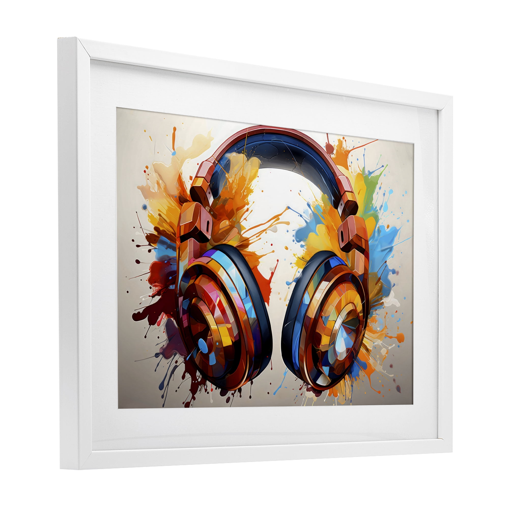 Stupell Industries Music In Color Splatter White Framed Print Under Glass, design by Creative Studio