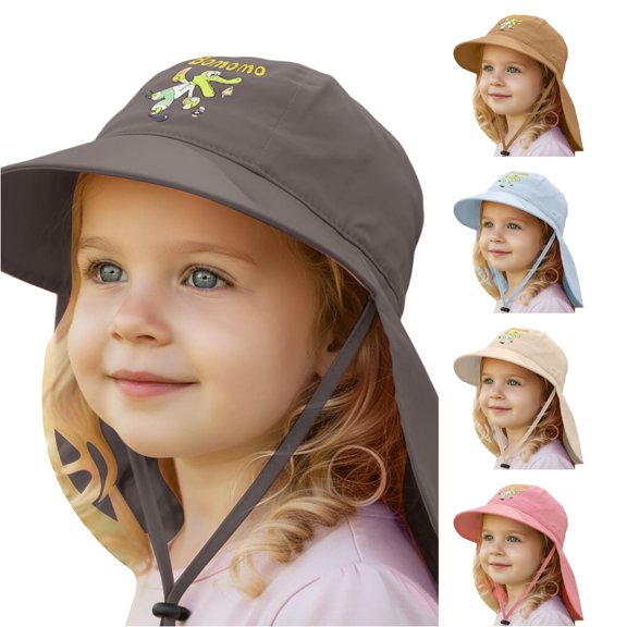 Oiyii Toddler Girls Water‑Repellent Bucket Hats Crocodile Embroidered Hiking Sun Hats, Grey