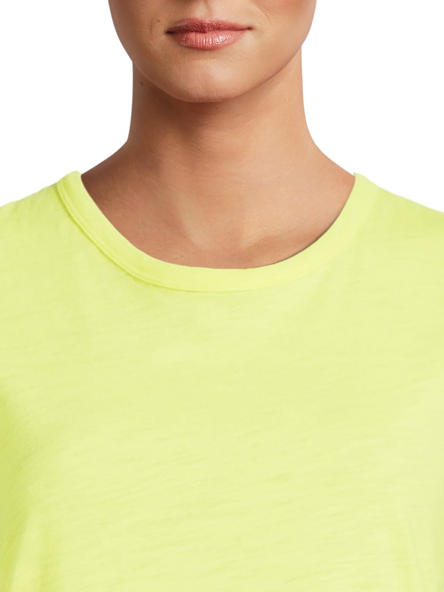 Time and Tru Women's Crewneck Slub Tee with Short Sleeves