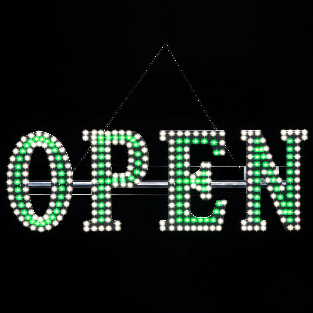 30"x10" LED Open Signs for Business, Ultra Bright Extra Jumbo LED Neon Large Open Sign with Hanging Installation,Open Sign for Stores Bar Hotel Retail Shops Window Salon Restaurant Office (White-Blue)