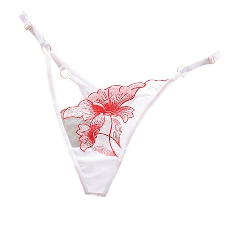 Yuhangmm Women s Sexy Underpants Embroidery Thong Panties Low Waist Briefs Underwear Sheer Bras for Women Sexy Front Closure