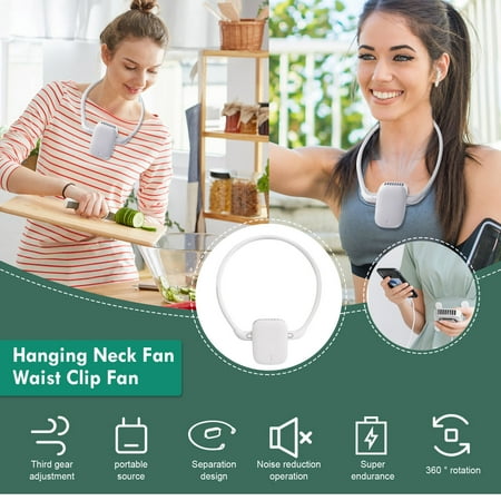 

WGOUP Portable Hands-free Fan Neckband Hanging USB Rechargeable Mini Fan For Outdoor White
