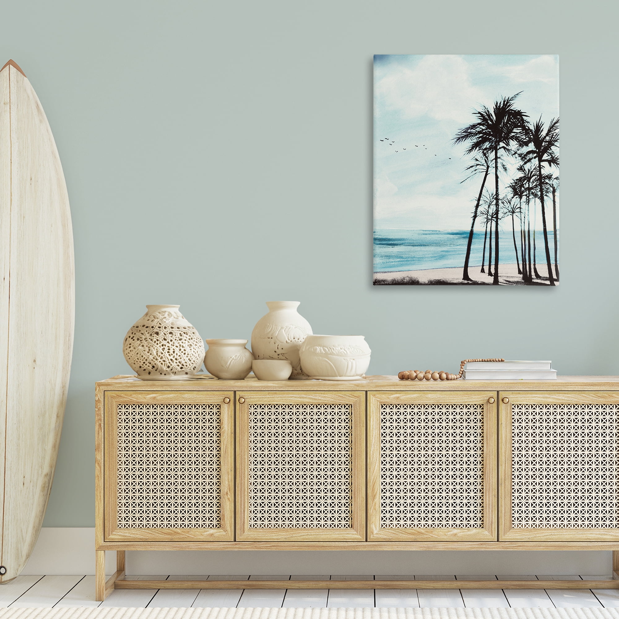 Stupell Industries Summer Beach Silhouette Coastal Painting Gallery Wrapped Canvas Art Print Wall Art, 30 x 40