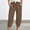 Brown, variant on Side Pocket Soft Textured Lantern Jogger Pants, High Waist Drawstring Elastic Waist Women's Loose Capri Cuffed Hem Casual Daily Bottoms, Green M